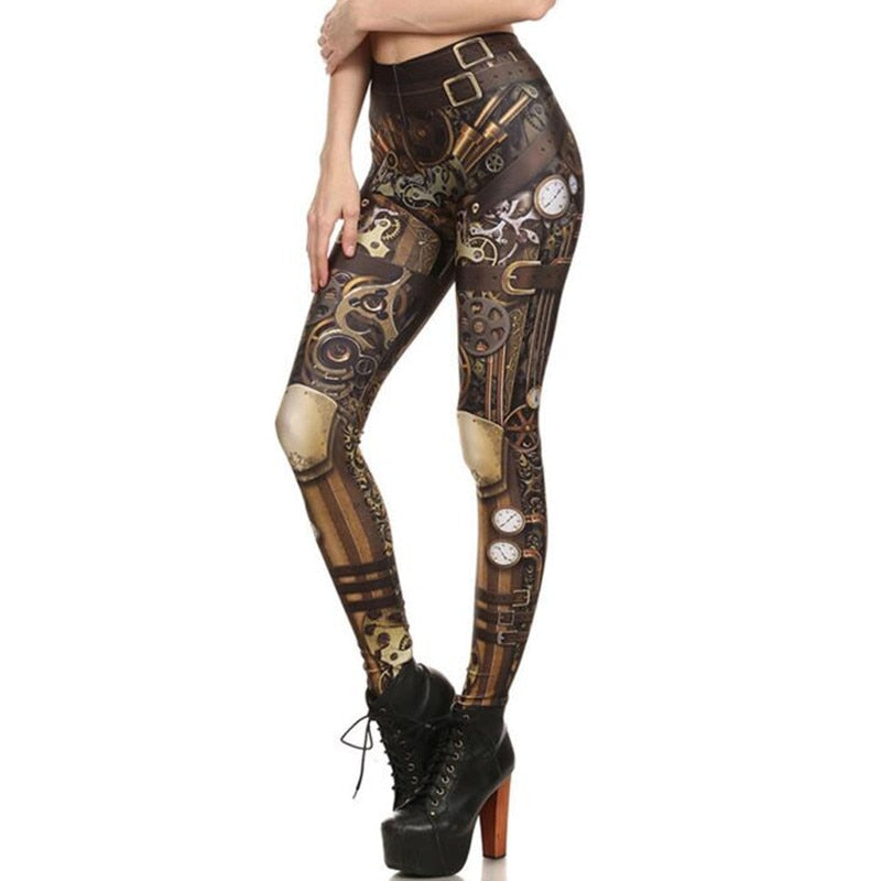 Printed Mechanical Dial Steampunk Leggings from Frontier Punk