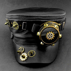 Steampunk Gear One Goggle Black Hat