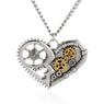 Steampunk Gears Heart Pendant Necklace - Frontier Punk