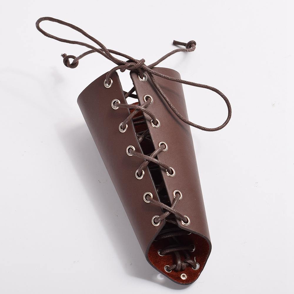 Genuine Leather Lace-up Bracers - Frontier Punk