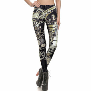 Printed Mechanical Dial Steampunk Leggings from Frontier Punk
