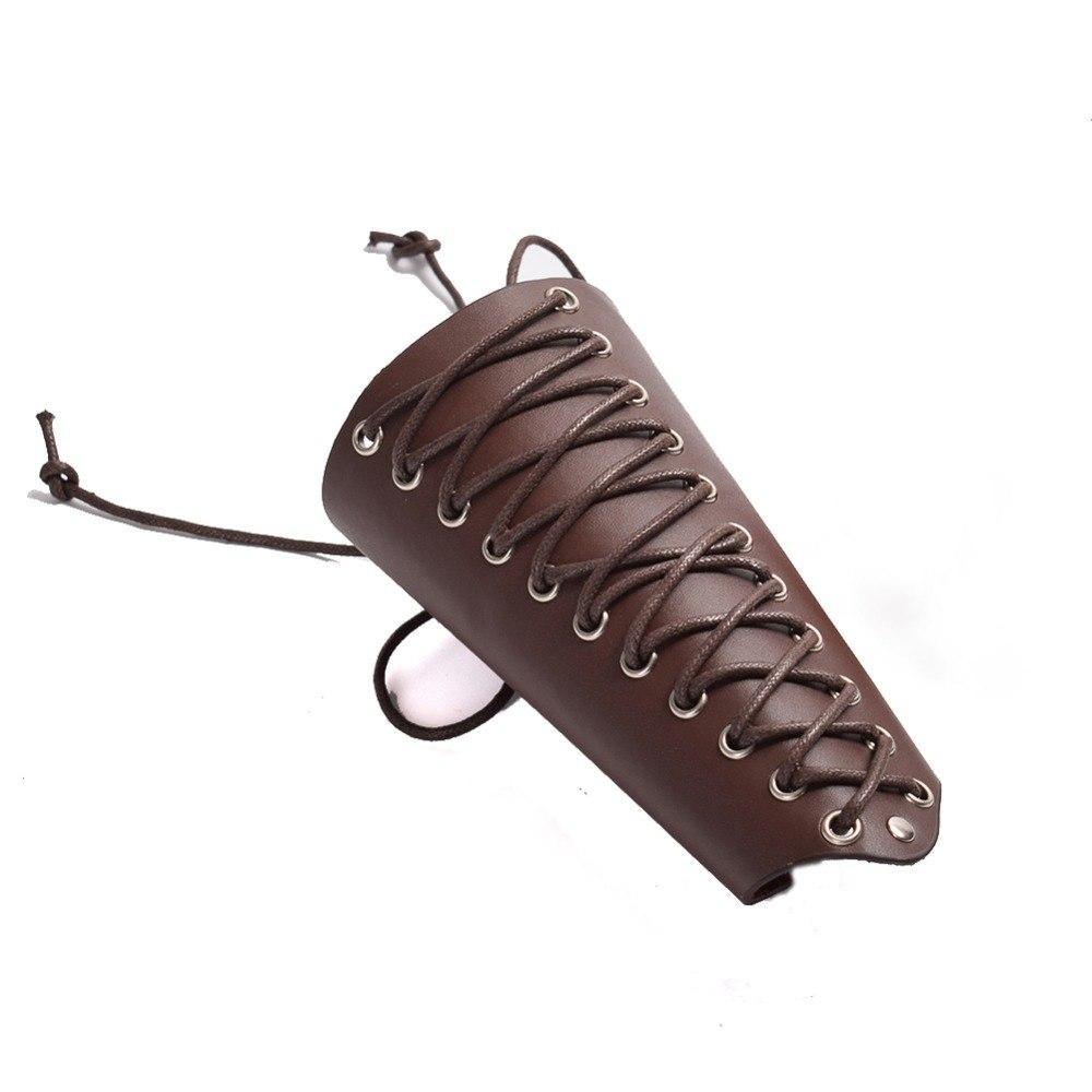 Genuine Leather Lace-up Bracers - Frontier Punk