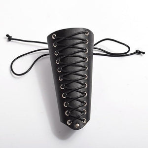 Genuine Leather Lace-up Bracers - Frontier Punk