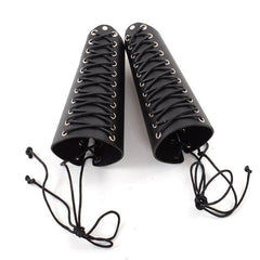 Genuine Leather Lace-up Bracers - Frontier Punk